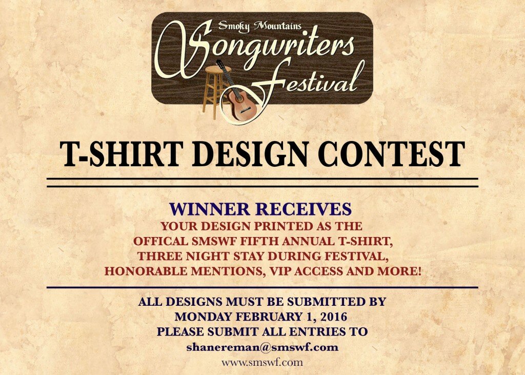Smoky Mountains Songwriters Festival, T-Shirt Design Contest, Gatlinburg, TN